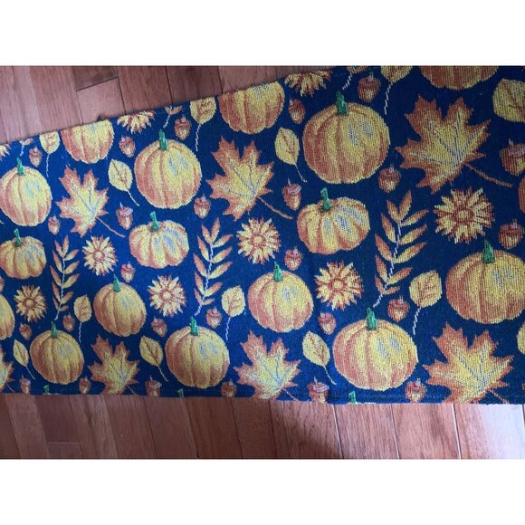Fall Pumpkin and Leaves Tapestry Table Runner 12x70 - Picture 9 of 9